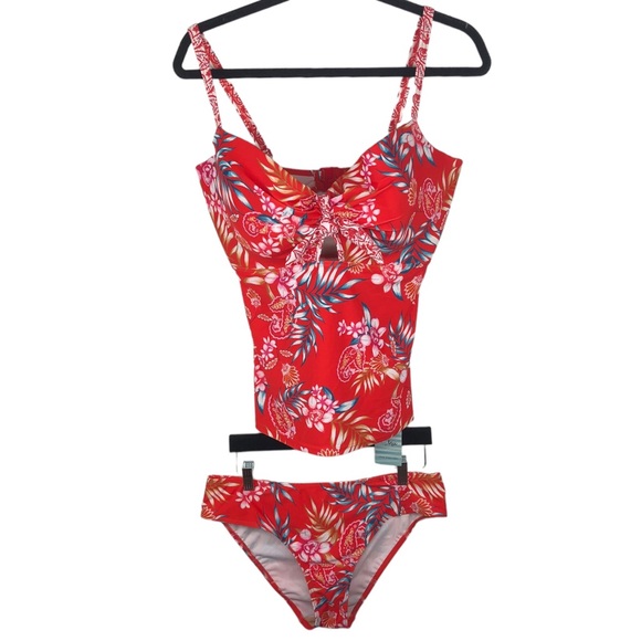 Pour Moi Horizon Underwire Lightly Padded Tankini Set Size 38F w/ Large Bottoms - Picture 10 of 11